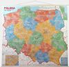 Mapa ścienna administracyjna Polski z wyróżnionmymi powiatami  i gminami, rozmiar: 1420x1320mm